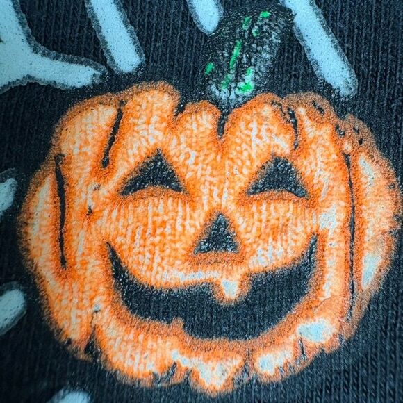 Vintage 90s Halloween Black BOO Ghost Shirt L Glow Spider Web Long Sleeve Hanes - Picture 5 of 10